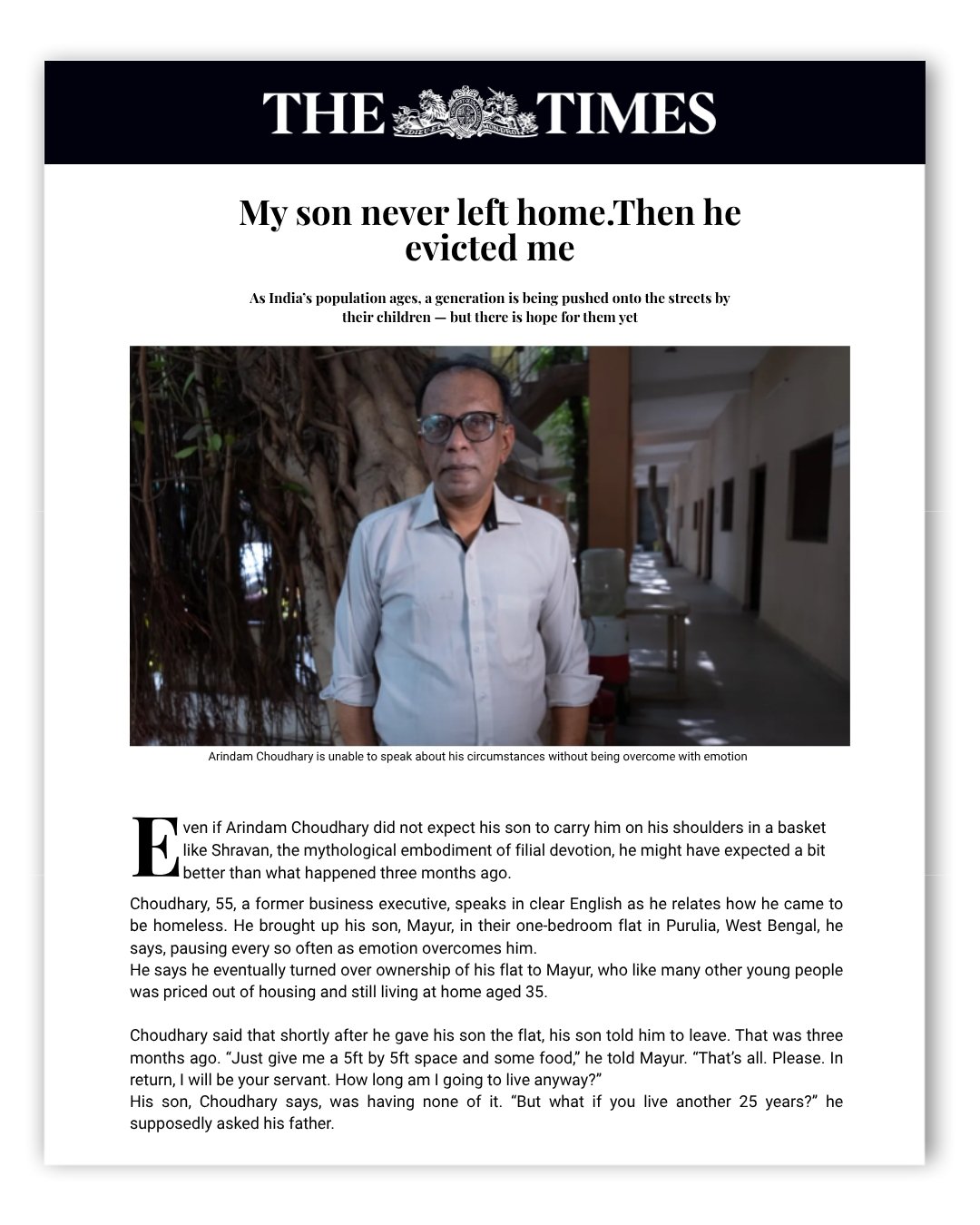 SHEOWS Featured in The Times: Addressing Elder Abandonment in India